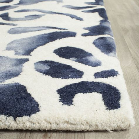 Safavieh Dip Dye Collection Vivyan Floral Square Area Rug Moroccan Tiles Pattern, Watercolor Rug, Tufted Bed, The Dip, Square Area Rugs, Ancient Designs, Floral Squares, Navy Rug, Navy Area Rug