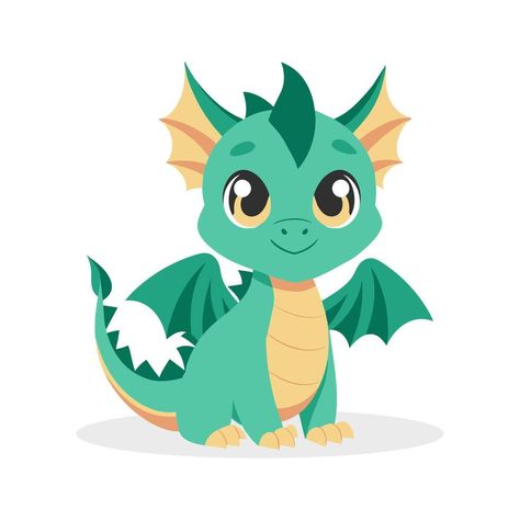 Cute cartoon dragon. Baby dragon or dinosaur cute character. Fairytale monster. Illustration, print Dragon Mascot, Cartoon Dragon, Monster Illustration, Cute Character, Green Dragon, Baby Dragon, Cityscape Photos, Logo Banners, Background Banner