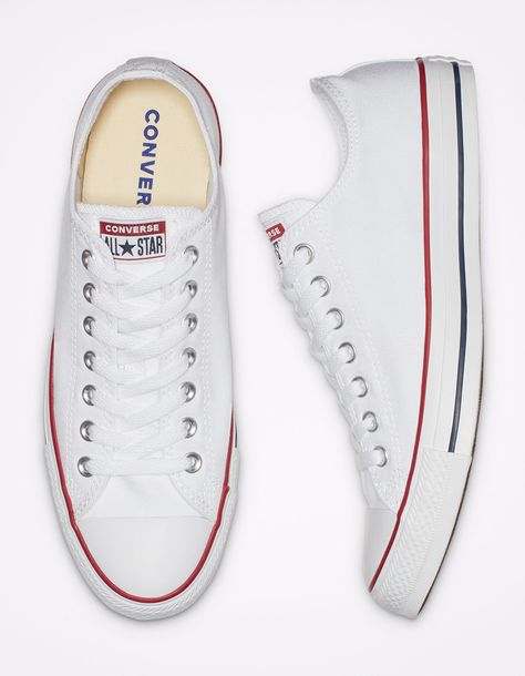 White Low Top Converse, White Converse Shoes, Converse All Star White, White Chucks, Converse Classic, Cute Converse, Converse Low Tops, Converse Star, White Shoes Women