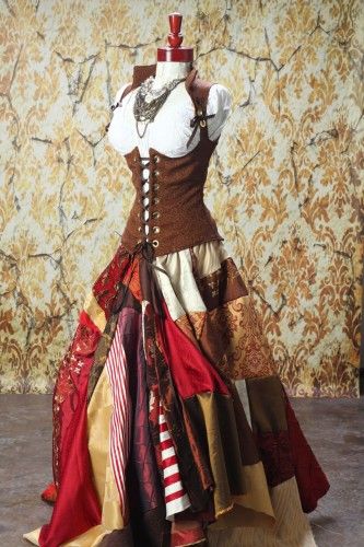 Full Length Patchwork Skirt in Reds Browns and Golds | damselinthisdress - Clothing on ArtFire Not sure why but I want this!!!! Fair Costume, Moda Medieval, Medieval Dresses, Ren Faire Costume, Alt Clothing, Ren Fair, Boho Styl, Bohemian Mode, Estilo Hippie