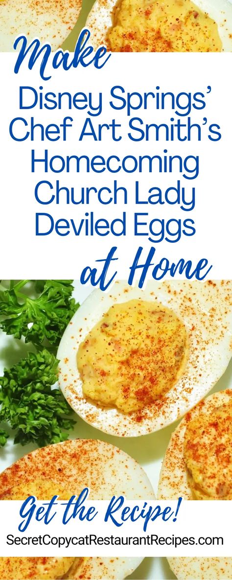 Disney Springs’ Chef Art Smith’s Homecoming Church Lady Deviled Eggs Recipe - Secret Copycat Restaurant Recipes Chef Art Smith Homecoming Recipes, Chef Art, Restaurant Copycat, Copy Cats, Art Smith, Disney Recipes, Top Secret Recipes, Classic Appetizers, Copykat Recipes