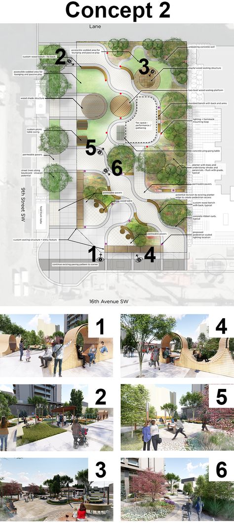 New park space in the Beltline | Engage Park And Playground Design, Urban Parks Design, Circular Landscape Design Architecture, Park Plans Architecture, Public Parking Design, Parks Design Landscape, Urban Park Architecture, Architectural Park Design, Public Plaza Design Architecture