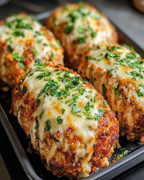 Dinner Recipes With Chicken Healthy, Parmesan Garlic Chicken Meatloaf, Garlic Parm Chicken Mini Meatloaf, Main Dinner Dish Ideas, Easy Healthy Chicken Lunch Recipes, Parmesan Turkey Meatloaf, Recipes With Minced Chicken, Garlic Parm Chicken Meatloaves, Chicken Parm Recipes Easy