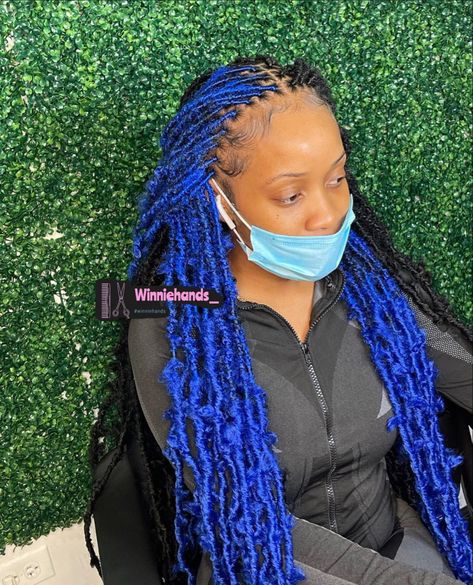 Blue And Black Soft Locs, Blue Soft Locs, Black Soft Locs, Loc Styles For Black Women, Styles For Black Women, 2023 Hairstyles, Soft Locs, Goddess Locs, Locs Hairstyles