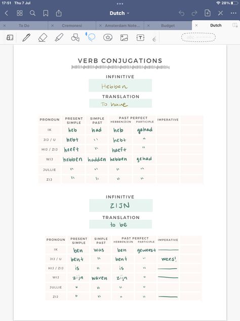 iPad notes for verb conjugation in language learning Language Learning Planner, Digital Notes Template, Notebook Study, Conjugation Chart, Verb Chart, Learning Template, Language Journal, Ipad Notes, Verb Conjugation