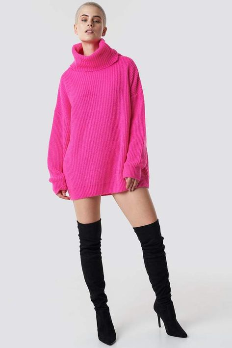 #sponsored Na Kd Trend Neon Oversized Sweater Neon Pink Oversized Pink Sweater, Pink Sweater Outfit, Pink Oversized Sweater, Oversized Sweater Outfit, Shoes Jeans, Sweater Outfit, Knit Picks, Long Style, Trendy Style