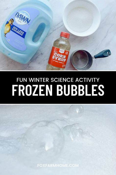 These frozen ice bubbles are perfect to fill long winter days. It is fun for kids of all ages & uses items that are likely in your pantry already. If you are itching for a fun activity to do with your kids on these cold days let me walk you through how to make frozen bubbles. Cold Day Crafts For Kids, Ice Projects For Kids, Fun Snow Activities For Kids, Ice Bubbles Winter Frozen, Outdoor Snow Activities For Kids, Frozen Bubbles How To Make, Snow Day Fun, Winter Experiments For Kids, Snow Day Crafts For Kids