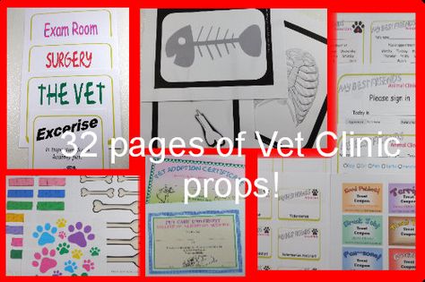 Vet Shop Print Your Own Props PDF Pet Adoption by PurelySplendid Vet Pretend Play, Vet Party, Pet Adoption Certificate, Doctor Party, Play Props, Vet Clinic, Playing Doctor, X Rays, Adoption Certificate