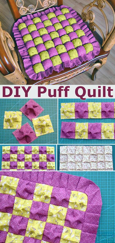 Puff or Biscuit Quilt Tutorial Puff Quilt Pillow, Bubble Quilt Pattern, Puffy Quilt Pattern, Puff Quilt Tutorial For Beginners, Puffy Quilt How To Make A, Puff Blanket Bubble Quilt, How To Make A Puff Quilt, Puff Quilts Ideas, Puff Quilts For Beginners