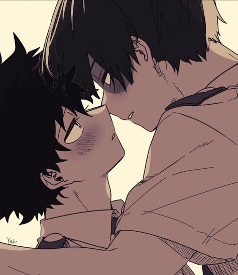 Love Kiss, First Kiss, Cute Anime Guys, Boku No Hero Academia, My Hero Academia, Anime Guys, Geek Stuff, Kiss, Fan Art