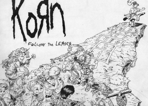 Korn - Follow the Leader Korn Follow The Leader Wallpaper, Korn Background, Korn Tattoo Ideas, Follow The Leader Korn, Leader Tattoo, Korn Drawing, Korn Tattoo, Aesthetic Emo, Metal Tattoo