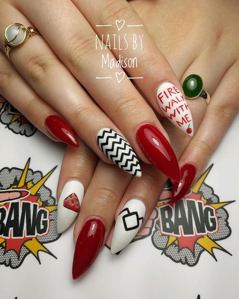 @nailsbymadisonbh #firewalkwithme #twinpeaks #fingerbang #fingerbangportland #fingerbangme #nailchurch #magicfingers Twin Peaks Nails, Magic Fingers, Twin Peaks, Nails Designs, Cute Nails, Manicure, Nail Designs, Nail Art, Nails