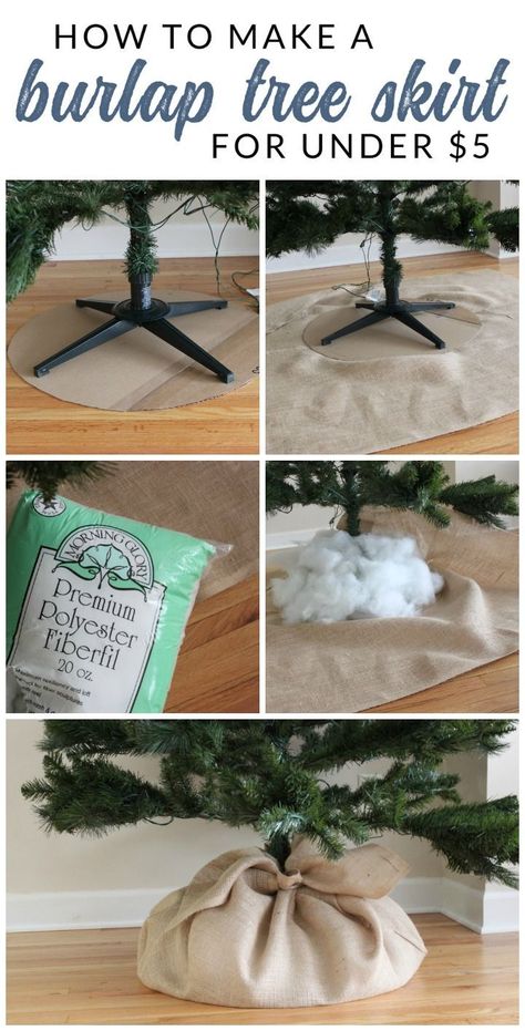 See how easy DIY Christmas Tree Decorating can be. Using a few simple supplies, you can decorate an entire tree for under $30. Follow this tutorial to make a DIY burlap tree skirt and burlap garland. Easy Diy Christmas Tree, Diy Christmas Tree Skirt, Burlap Tree, Burlap Tree Skirt, Burlap Trees, Burlap Garland, Christmas Tree Decorating, Diy Burlap, Tree Decorating