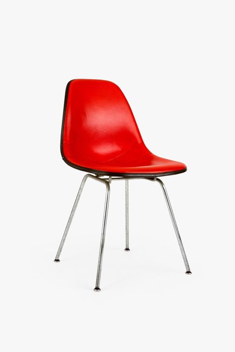 Eames Side Chair, DSX-1 Upholstered Naugahyde | Eames Institute Eames Institute, Eames Side Chair, Eames Office, Eames Chairs, Shell Chair, Office Seating, Office Items, Charles Eames, Ray Eames