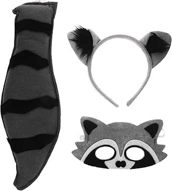 JOINPAYA Raccoon Mask Tail Headband: Raccoon Cosplay Costume Set Accessories for Dress Up Party Halloween Cosplay Accessories For Dress, Raccoon Mask, Panda Costumes, Fun Costumes, Dress Up Party, Up Party, Dressup Party, Trash Panda, Party Halloween