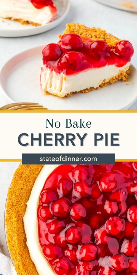 Cherry Cheesecake Pie, Cherry Cream Cheese Pie, Cherry Pie Filling Recipes, Sour Cream Cheesecake, Cherry Cheesecake Recipe, Sweetened Condensed Milk Recipes, No Bake Cherry Cheesecake, Easy No Bake Cheesecake, Cream Cheese Pie