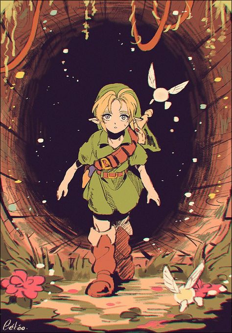 the legend of zelda ocarina of time majoras mask link fanart loz tloz fairies lost woods Ocarina Of Times, Majoras Mask, Link Zelda, Wind Waker, Zelda Art, Ocarina Of Time, Legend Of Zelda Breath, Twilight Princess, Breath Of The Wild