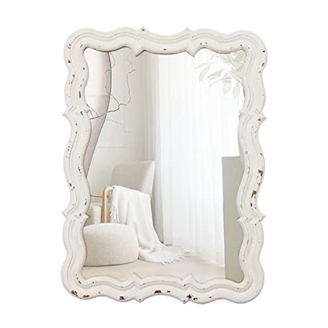 Mirror Farmhouse, Mounted Mirrors, Small Wall Mirrors, Rustic Entryway, Wood Bathroom Vanity, Entryway Mirror, White Mirror, Small Entryway, Living Room Mirrors