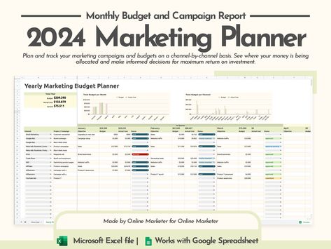 2024 Marketing strategy planner | Advertising planning tool |  Marketing budget planner | Digital marketing calendar | Marketing report allinoneplanner #printableplanners. Marketing Budget Plan, Marketing Budget Template, Monthly Budget Planning, Marketing Strategy Plan, Marketing Report, Planner Writing, Money Plan, Marketing Planner, Performance Marketing