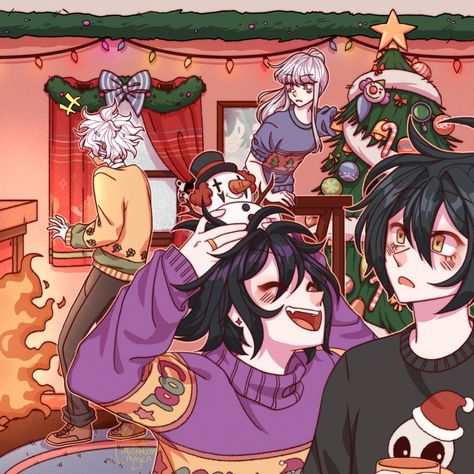 mushroominahoodie on tumblr! Saiouma Christmas, Danganronpa Funny, Ship Drawing, Danganronpa 3, Danganronpa V3, Danganronpa Characters, Christmas Icons, Kochi, Danganronpa