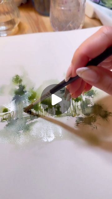 Scenic Watercolor Paintings, Watercolour Videos Tutorials, Monochrome Watercolor Paintings, Painting Ideas Watercolor Inspiration, Acquarelli Ideas, Vinessa Redford, Watercolor Landscape Tutorial, Watercolor Negative Painting, Watercolor Barns