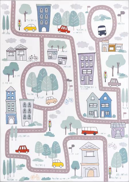 Home Town Washable Charlie Town Map White Rug Map Art Illustration, City Maps Illustration, Kids Illustration, Town Map, Washable Area Rug, Art Carte, Rugs Usa, Illustrated Map, Play Mat