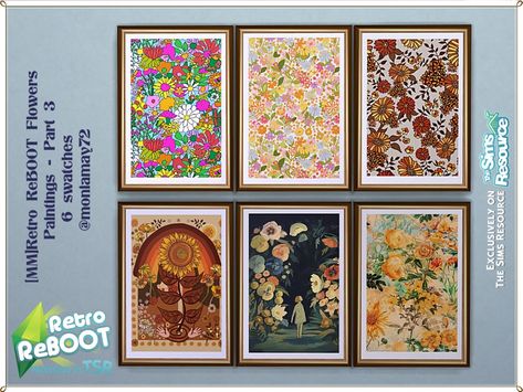 Sims 4 — [MM]Retro ReBOOT Flowers Paintings - Part 3 by Moniamay72 — [MM]Retro ReBOOT Flowers Paintings - Part 3 6 Sims 4 Flower Cc, Sims Decor, Furniture Cc, Sims Inspiration, Sims 4 Challenges, Cc Furniture, Flowers Paintings, Vinyl Floor Tiles, Sims 4 Mm