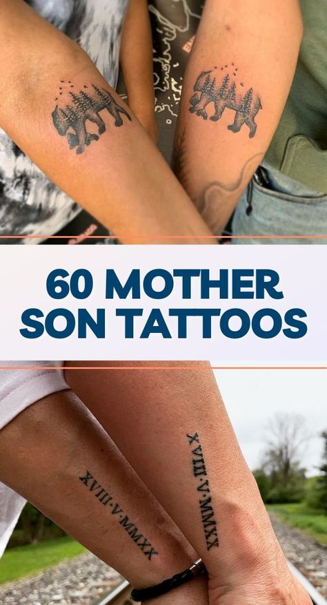 60 Mother Son Tattoos Tattoo For Son Mother, Small Mom And Son Tattoo Ideas, Matching Mum And Son Tattoos, Matching Tattoo Mother Son, Mother Of Boys Tattoo, Mother Son Tattoos Quotes Meaningful, Mom Son Tattoo Design, Mom Son Daughter Tattoo, Mother And Children Tattoo Ideas