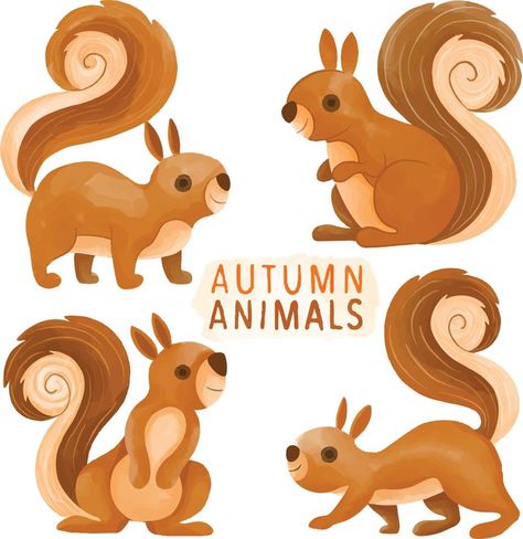 Autumn Animal, Squirrel Clipart, Feelings Faces, Thanksgiving Cartoon, Autumn Animals, Procreate Ipad Art, Harvest Thanksgiving, Cute Animal Clipart, Animal Wildlife