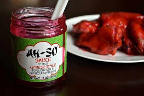 Sticky, sweet, and neon-red, Ah-So Sauce has long been a staple for New England fans of American-style Asian cuisine. Ah So Sauce Pork Chops, Ah So Sauce Pork Ribs, Ah So Sauce Pork, Boneless Spareribs, England Recipes, Rib Sauce, Recipes Meat, Chinese Pork, England Fans