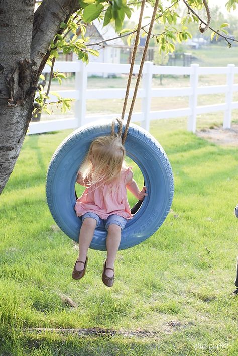 Ella Claire, Diy Tire, Reuse Old Tires, Tire Swings, Tire Furniture, Tire Garden, Diy Swing, Vertical Garden Design, Tire Swing