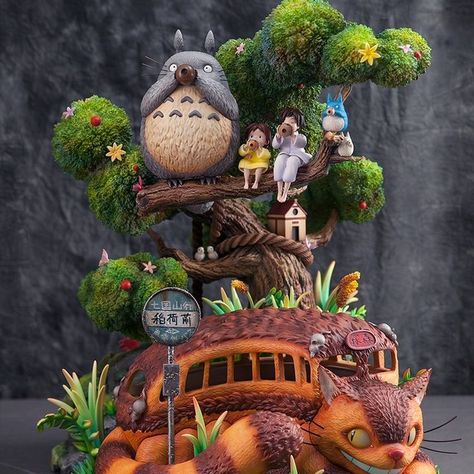 OPM-Studio - My Neighbor Totoro Hayao Miyazaki Movie Series with LED Totoro Diorama, Totoro Sculpture, Ghibli Figures, Ghibli Room, Diarama Ideas, Hayao Miyazaki Movies, Christmas Forest, Neighbor Totoro, 3d Pictures