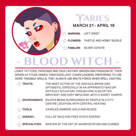 Aries Witchcraft, Aries Witch, Blood Witch, Aries Art, Aries Zodiac Facts, Gemini And Virgo, Eclectic Witch, Astrology And Horoscopes, Witch Spell Book