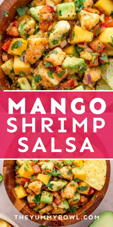 mango avocado shrimp salsa. Shrimp Guacamole Appetizer, Mango Appetizer, Shrimp Salsa Recipe, Salsa With Avocado, Shrimp Salsa, Citrus Shrimp, Avocado Shrimp, Pineapple Shrimp, Fresh Salsa Recipe