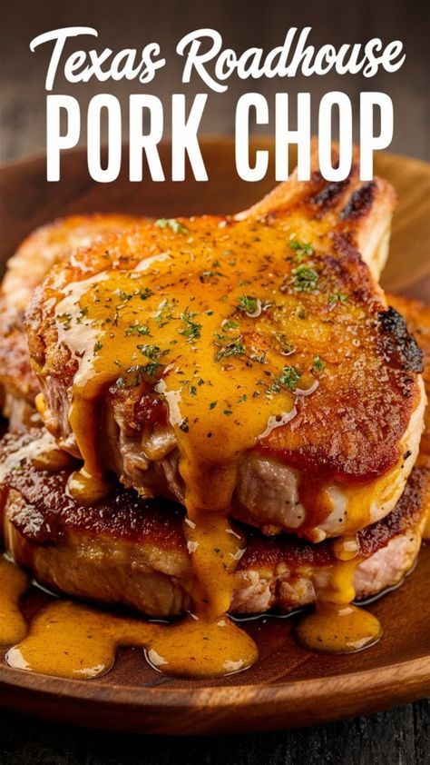 Enjoy the juicy and flavorful Texas Roadhouse Pork Chop at home with this simple recipe. Perfectly seasoned and grilled to perfection, it's a family favorite! How To Make Pork Chops Tender And Juicy, Pick Chop Recipes, Pork Chop Grilled Recipes, Juicy Grilled Pork Chops, Copycat Texas Roadhouse Pork Chops, Tender Juicy Pork Chops, Marinades For Pork Chops, Recipe For Boneless Pork Chops, Stuff Pork Chop