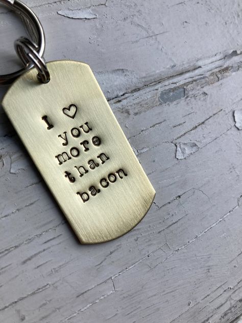 Jewelry Stamping, Hand Stamped Metal, Metal Stamped Jewelry, Hand Stamped Keychain, Muslin Bags, Metal Keychain, Hand Stamped Jewelry, Stamped Jewelry, Love You More Than