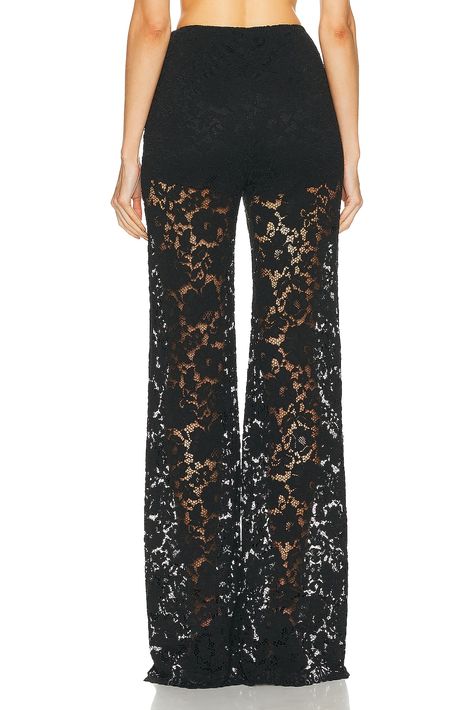 Find SANS FAFF London Lace Flared Pant on Editorialist. SANS FAFF London Lace Flared Pant in Black Viscose blend. Imported. Dry clean recommended. Hidden side zipper closure. Partially lined. Item not sold as a set. SAFF-WP1. SH-SF01230705-3. About the designer: Flare Pants, Side Zipper, Black Pants, Trousers, Actresses, London, Zipper, Lace, Pants