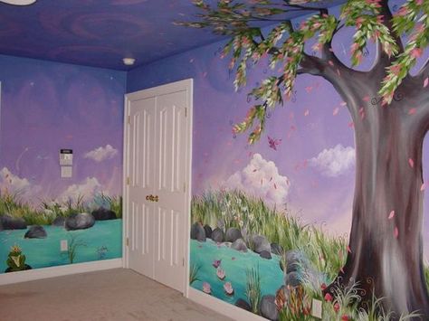 Wall Painting Ideas Bedroom Murals, Girls Fairy Bedroom, Garden Bedroom Ideas, Fairy Garden Bedroom, Fairy Mural, Fairytale Bedroom, Fairy Bedroom, Fairy Room, Wall Murals Diy