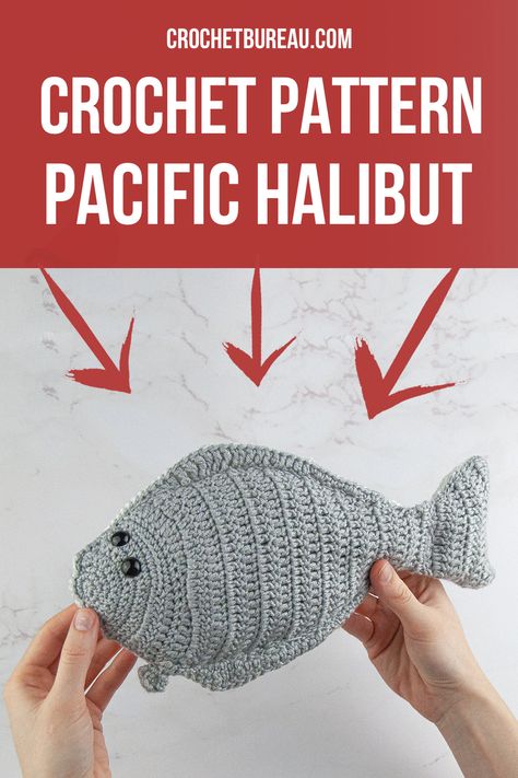 National park crochet pattern – Pacific halibut Crochet Salmon Fish Pattern, Fish Crochet Pattern, Free Crochet Patterns For Beginners, Crochet Fish Patterns, Knifty Knitter, Crochet Fish, Crochet Patterns Free Beginner, Fish Patterns, Explore Nature