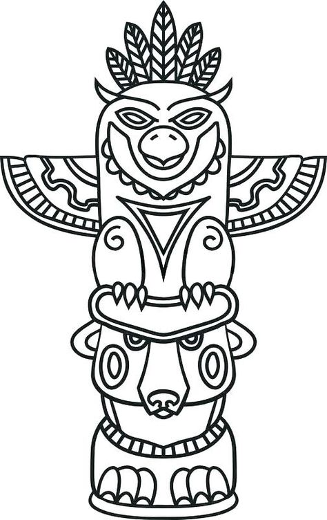 Totem Pole Drawing, Native American Astrology, Haida Tattoo, Totem Pole Art, Native American Zodiac, Bear Totem, Hawaiian Crafts, Tiki Totem, Pole Art