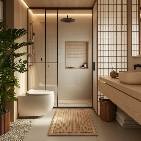 7 Secrets to Crafting a Luxurious Japandi Bathroom: Elevate Your Home with Timeless Style & Comfort - axxla interior design Tokyo Interior Design, Japandi Lifestyle, Japandi Restroom, Japanes Style Bathroom, Japandi Restroom Design, Hotel Bathroom Design Luxury, Toilet Interior Design, Asian Zen Interior Design, Japandi Inspiration