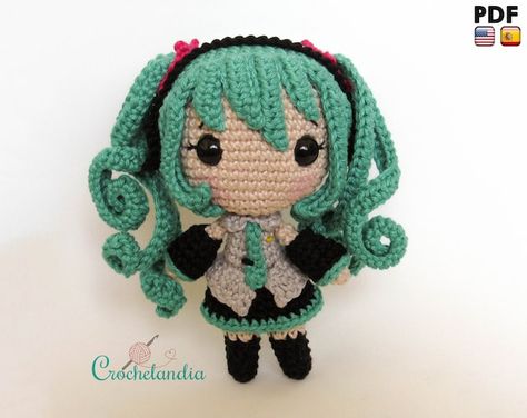 Hatsune Miku Crochet Pattern Free, Hatsune Miku Crochet, Miku Crochet, Crochet Increase, Magical Objects, Crochet Unique, Doll Crochet Pattern, Basic Crochet, Kawaii Crochet