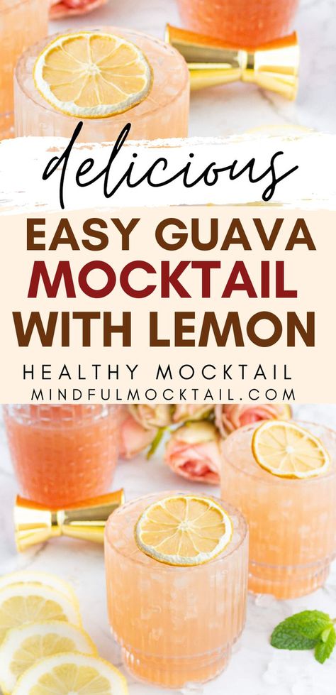 Guava Mocktail Recipe, Guava Mocktail, Guava Nectar, Easy Mocktails, Vegan Cocktails, Easy Mocktail Recipes, Mocktail Drinks, Virgin Cocktails, Virgin Drinks