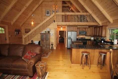 Small Log Cabin Homes Interior, Log Cabin Loft, Two Bedroom Cabin, Log Cabin Interior Design, Great Room Addition, Cabin Homes Interior, Alaska House, Small Log Homes, Log Home Interior