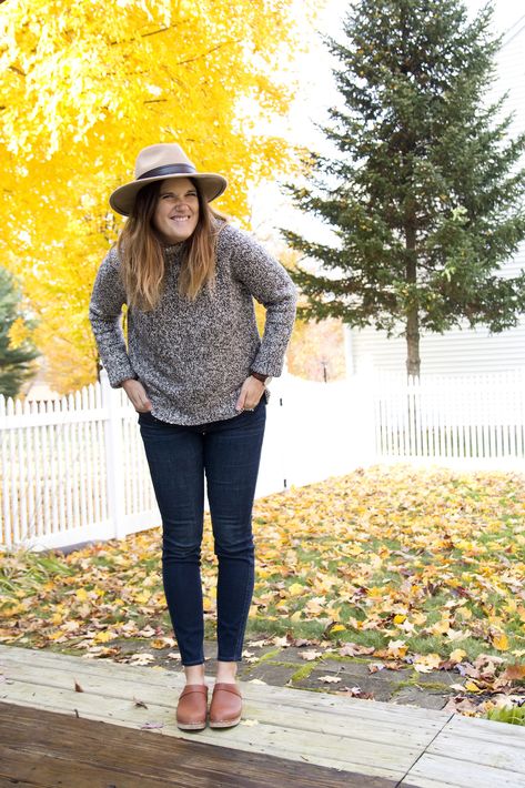 My Everyday Style | 3 Weeks Postpartum « Jen Loves Kev Lotta From Stockholm Outfit, Black Clogs Outfit Fall, Lotta Clogs Outfit, Cowboy Boots Photography, High Boots And Jeans, Thigh High Boots And Jeans, Cowboy Boots Design, 3 Weeks Postpartum, Fall Clogs