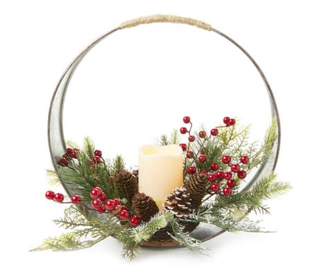 Winter Wonder Lane Pine & Berry Ring LED Candle Centerpiece | Big Lots Christmas Wedding Table, Christmas Wedding Centerpieces, Christmas Arrangements Centerpieces, Xmas Centerpieces, Winter Floral Arrangements, Christmas Party Table, Ring Frame, Christmas Vases, Christmas Scented Candles