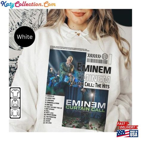 Eminem Curtain Call The Hits New Album Vintage Bootleg Inspired Shirt Graphic Tee Singer Music Hoodie T-Shirt Check more at https://katycollection.com/product/eminem-curtain-call-the-hits-new-album-vintage-bootleg-inspired-shirt-graphic-tee-singer-music-hoodie-t-shirt/ Eminem Curtain Call, Eminem Hoodie, Eminem T Shirt, Rap God, Curtain Call, Slim Shady, T Shirt Oversized, Outfits Ideas, Girl's Room