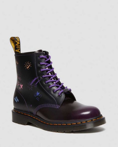 Shop 1460 BT21 Leather Boots at Dr. Martens. Free delivery on orders over £50 Purple Dr Martens, English Autumn, Winter Capsule, Shoe Polish, Dr Martens Boots, Leather Lace Up Boots, Liner Socks, Goodyear Welt, Doc Martens