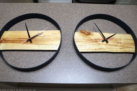 Metal and Wood Clock DIY – WoodchuckCanuck.com Wood Clock Diy, Matte Black Spray Paint, Ring Clock, Clock Diy, Wooden House Design, Ratchet Straps, Wood Clock, Black Spray Paint, Kid Gloves