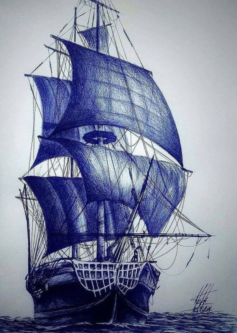 Ship Sketch, Biro Art, Michael Jordan Art, Ballpoint Pen Art, Pen Art Work, Grey Scale, Etch A Sketch, Ballpoint Pen Drawing, Geometric Shapes Art